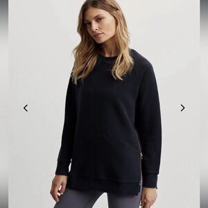 Varley x Barry's Size Medium Black Manning Crewneck Ribbed Sweatshirt